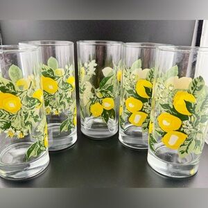 5 Royal Norfolk Crisa glassware “Lemon” glasses. 16oz  🍋